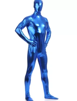 Royal Blue Zentai Suit Adults Full Body Shiny Metallic Bodysuit for Men