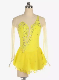 Royle Blue Skating Dress Nuded Long Sleeves Beaded Neckline Women And Girls Skating Costumes