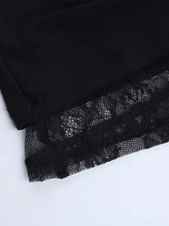 Ruched Lace Patchwork Mini Dress For Women - Black Off Shoulder Bodycon - Spring Club Night Out 2026