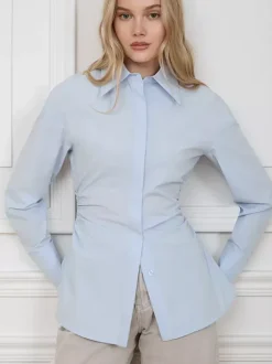 Ruched Long Sleeve Shirt With Unique Waist Detail For Women 2026