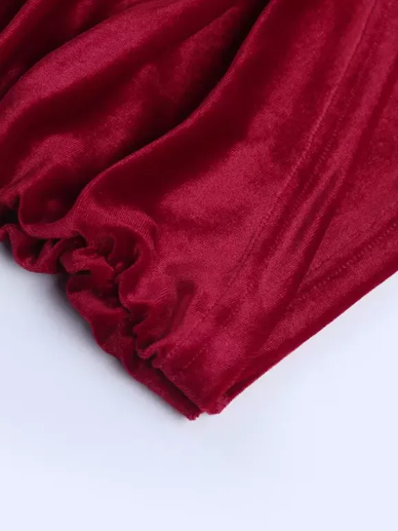 Ruched Velvet Bodycon Mini Dress For Women-Red Strapless Draped Side Sash -Spring Summer Cocktail Party Wear 2026