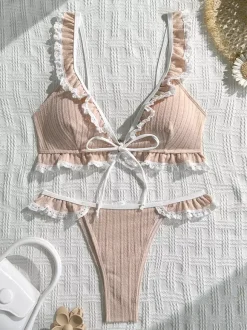 Ruffle Bikini Set For Women - Cottagecore Sexy Two Piece Swimsuit With Lace Trim - Summer Beach Holiday 2026