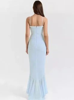 Ruffled Front Party Gown Long Slip Dress For Women 2026