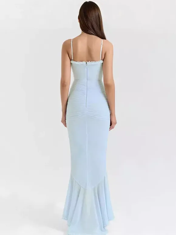 Ruffled Front Party Gown Long Slip Dress For Women 2026