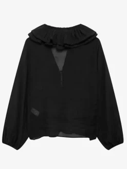 Ruffled Long Sleeve V-neck Blouse For Spring 2026