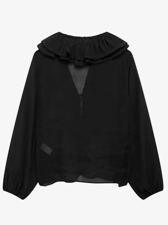 Ruffled Long Sleeve V-neck Blouse For Spring 2026