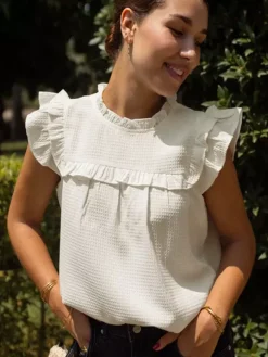 Ruffled Flutter Sleeve Blouse For Summer 2026