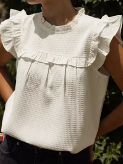 Ruffled Flutter Sleeve Blouse For Summer 2026