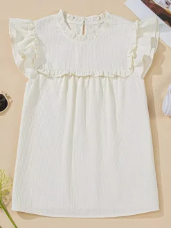 Ruffled Flutter Sleeve Blouse For Summer 2026