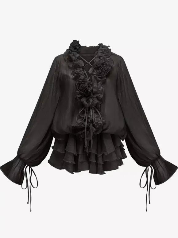 Ruffle Layered Mini Dress For Women - Boho Lantern Sleeve Flower V Neck Skater Dress With Shorts - Spring Party 2026