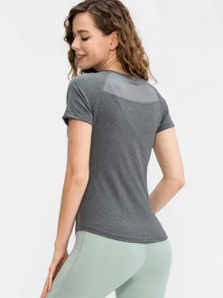 Running T-shirt Jewel Neck Short Sleeves Yoga Top For Women