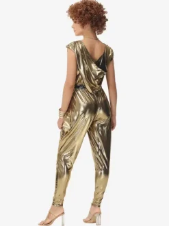 70s Disco Hippie Hip Hop Dance Costumes Gold Jumpsuit Street Dancing Costume