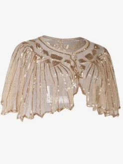 1920s Fashion Retro Women Cape Black Sequined Great Gatsby Flapper Shawl Wrap