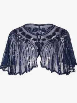 1920s Fashion Retro Women Cape Black Sequined Great Gatsby Flapper Shawl Wrap