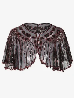 1920s Fashion Retro Women Cape Black Sequined Great Gatsby Flapper Shawl Wrap