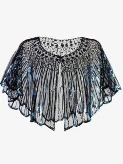 1920s Great Gatsby Accessory Sequins Flapper Cape Coat Champagne Retro Costume Accessories