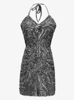 1970s Latin Dance Dresses White Fringe Sequins Backless Set Sexy Dress