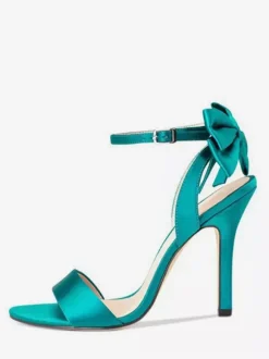 Satin High Heel Sandals Bow Open Toe Wedding Party Shoes