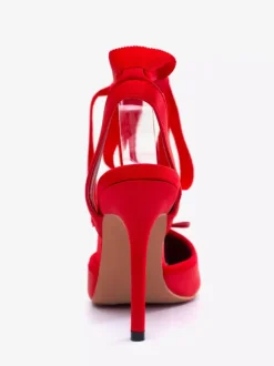 Satin High Heels Square Toe Bow Lace Up Ballet Pumps For Women 2026