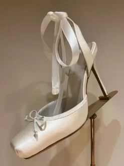 Satin High Heels Square Toe Bow Lace Up Ballet Pumps For Women 2026