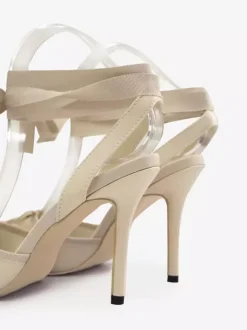 Satin High Heels Square Toe Bow Lace Up Ballet Pumps For Women 2026