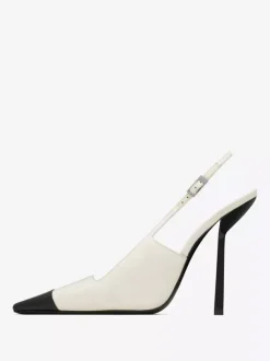 Satin Slingback Pumps Black Square Toe Stiletto Heel Pumps
