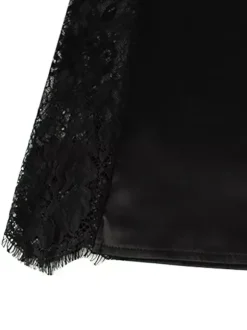 Satin Slip Mini Dress For Women - Sexy Black Sheer Lace Side Bodycon - Summer Night Out Clubwear 2026