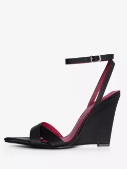 Satin Wedge Sandals Open Toe Criss Cross Sandal Shoes For Women