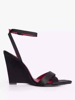 Satin Wedge Sandals Open Toe Criss Cross Sandal Shoes For Women