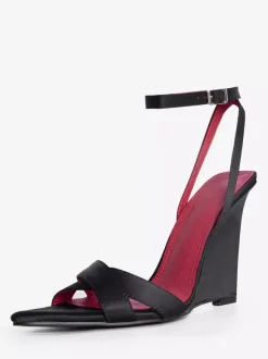 Satin Wedge Sandals Open Toe Criss Cross Sandal Shoes For Women