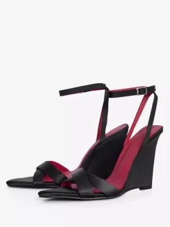 Satin Wedge Sandals Open Toe Criss Cross Sandal Shoes For Women