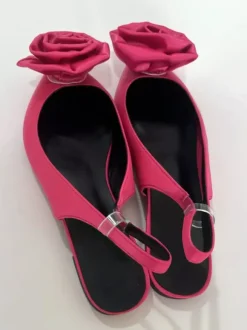 Satin Ballet Flats Women's Pointed Toe Flowers Detail Slip On Pumps