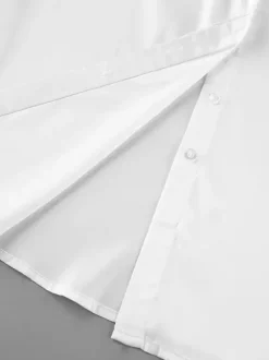 Satin Bell Sleeve Blouse Women Elegant Shirt - White Silk Like Flare Cuff Button Down - Spring Desk-to-Dinner 2026