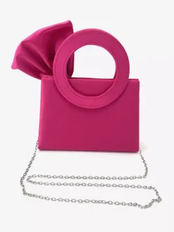 Satin Bow Ring Handle Mini Evening Bag Detachable Chain Crossbody Purse Wedding Party Clutch Handbag