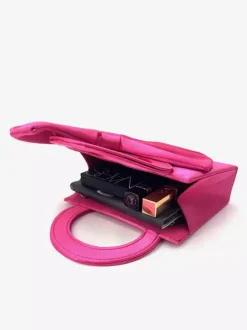 Satin Bow Ring Handle Mini Evening Bag Detachable Chain Crossbody Purse Wedding Party Clutch Handbag