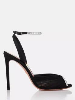 Satin High Heel Party Shoes Women's Peep Toe Rhinestones Pumps
