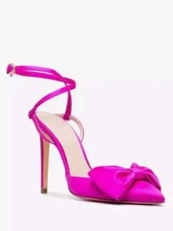 Satin High Heels Pointed Toe Bow Lace Up Stiletto Heel Pumps