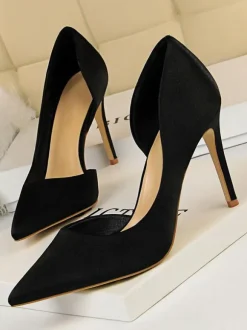 Satin High Heels Women Pointed Toe Stiletto Heel Pumps