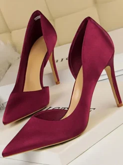 Satin High Heels Women Pointed Toe Stiletto Heel Pumps