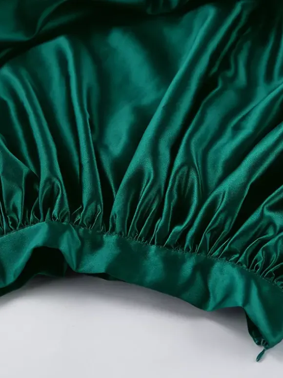 Satin High Waist Women Maxi Skirt - Elegant Pleated Full Swing - Royal Core Wedding Guest Party Skirt 2026