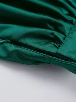 Satin High Waist Women Maxi Skirt - Elegant Pleated Full Swing - Royal Core Wedding Guest Party Skirt 2026
