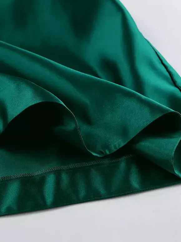 Satin High Waist Women Maxi Skirt - Elegant Pleated Full Swing - Royal Core Wedding Guest Party Skirt 2026
