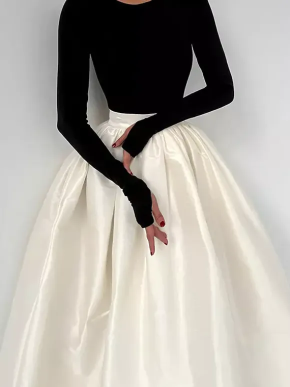 Satin High Waist Women Maxi Skirt - Elegant Pleated Full Swing - Royal Core Wedding Guest Party Skirt 2026