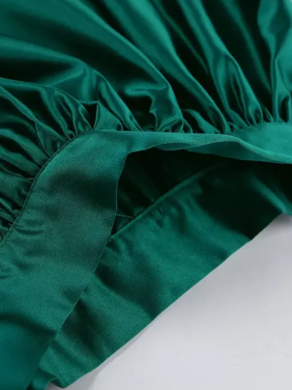 Satin High Waist Women Maxi Skirt - Elegant Pleated Full Swing - Royal Core Wedding Guest Party Skirt 2026