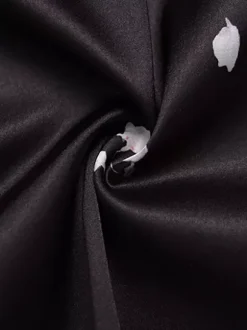 Satin Lace Patchwork Maxi Dress For Women - Black Floral Print V-Neck Short Sleeve Slim Fit - Summer Night Out 2026