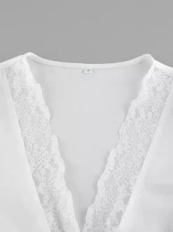 Satin Lace Trim V-Neck Tie Front Top And Mini Skirt 2-piece Set For Women 2026