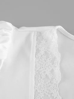 Satin Lace Trim V-Neck Tie Front Top And Mini Skirt 2-piece Set For Women 2026