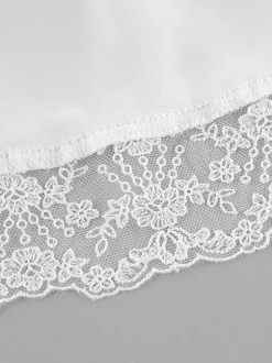 Satin Lace Trim V-Neck Tie Front Top And Mini Skirt 2-piece Set For Women 2026