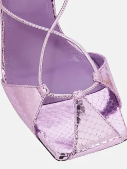 Satin Party Shoes Blue Lace Up High Heel Sandal Shoes For Women