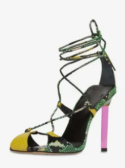 Satin Party Shoes Blue Lace Up High Heel Sandal Shoes For Women